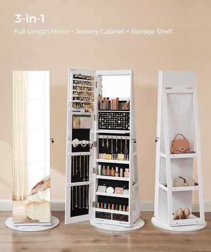 Full-Length Mirror Jewellery Cabinet with LED Lights