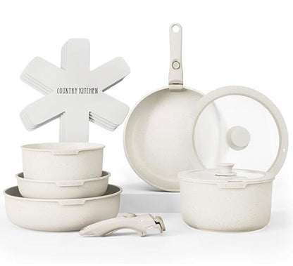 Space-Saving Non-Stick Cookware Set with Detachable Handles